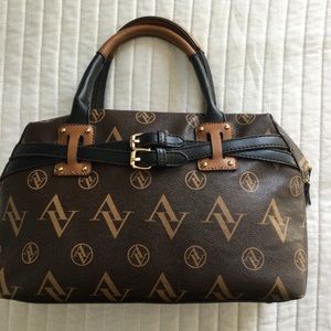 Adrienne Vittadini Brown, Black & Tan Logo Satchel